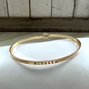 Blessed Gold Cuff Skinny Bracelet Adustable Bangle